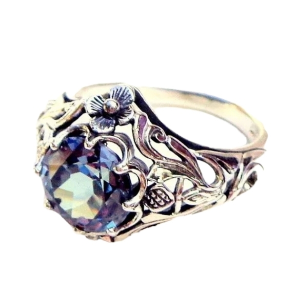 925 silver gorgeous multi colorful stone women's ring - Picture 7 of 11